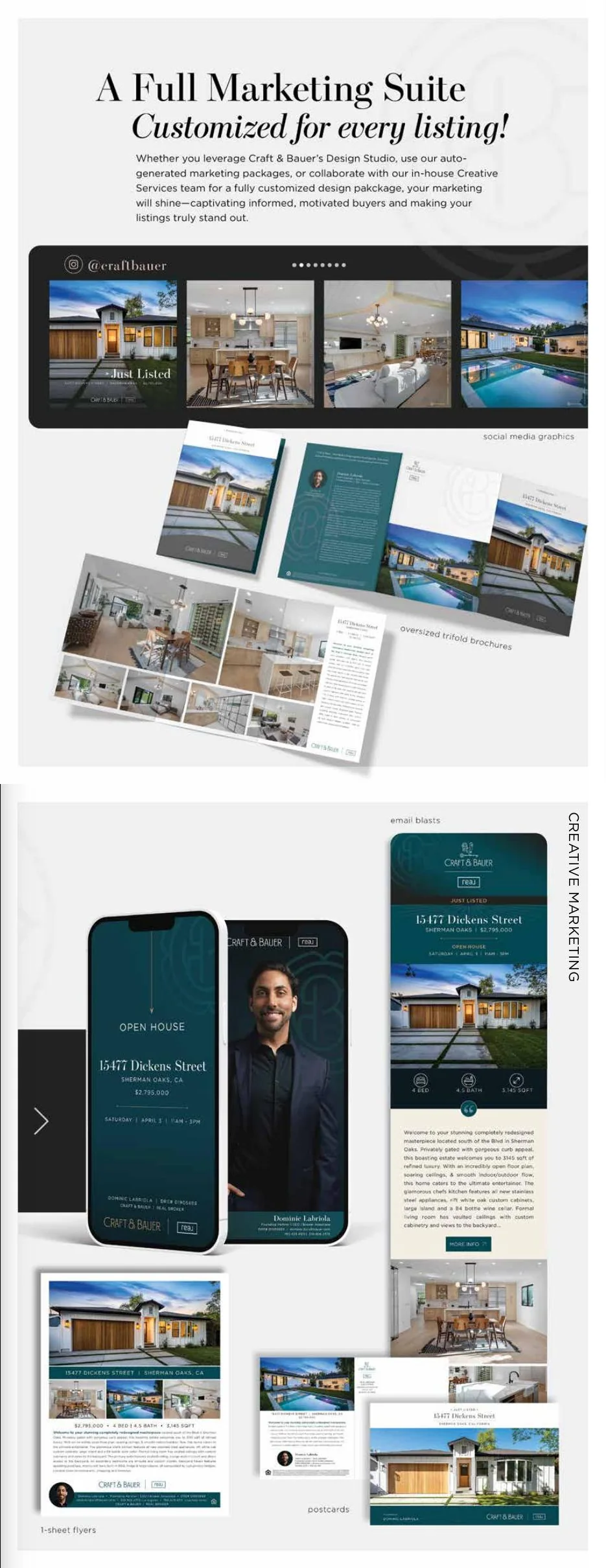 Pages 26–27: Examples from Craft & Bauer’s full creative marketing suite.