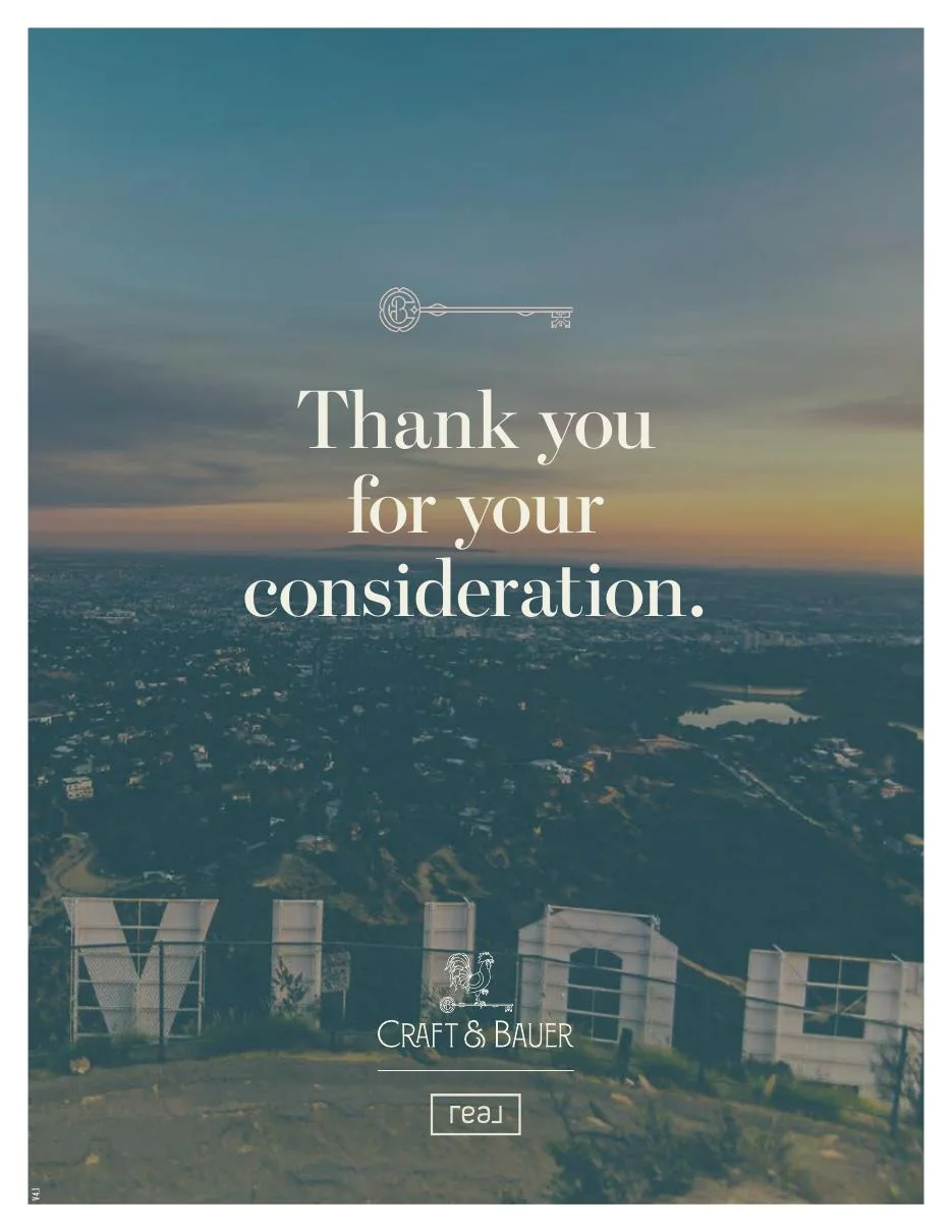 Back cover: Thank you for your consideration.